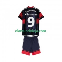 Camisola Bayern de Munique Klinsmann 9 1997 Retro Criança Equipamento Primeiro 1999 Manga Curta